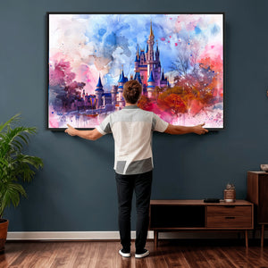 Disney Wall Art: Dreamy Watercolor Cinderella Castle Canvas