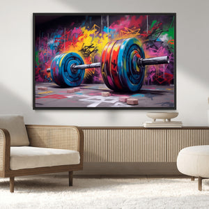 Abstract Graffiti Barbell Canvas Wall Art – Urban Fitness