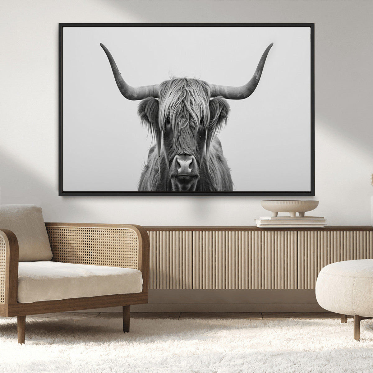 Farmhouse Longhorn Wall Art Canvas Print, Longhorn Texas
