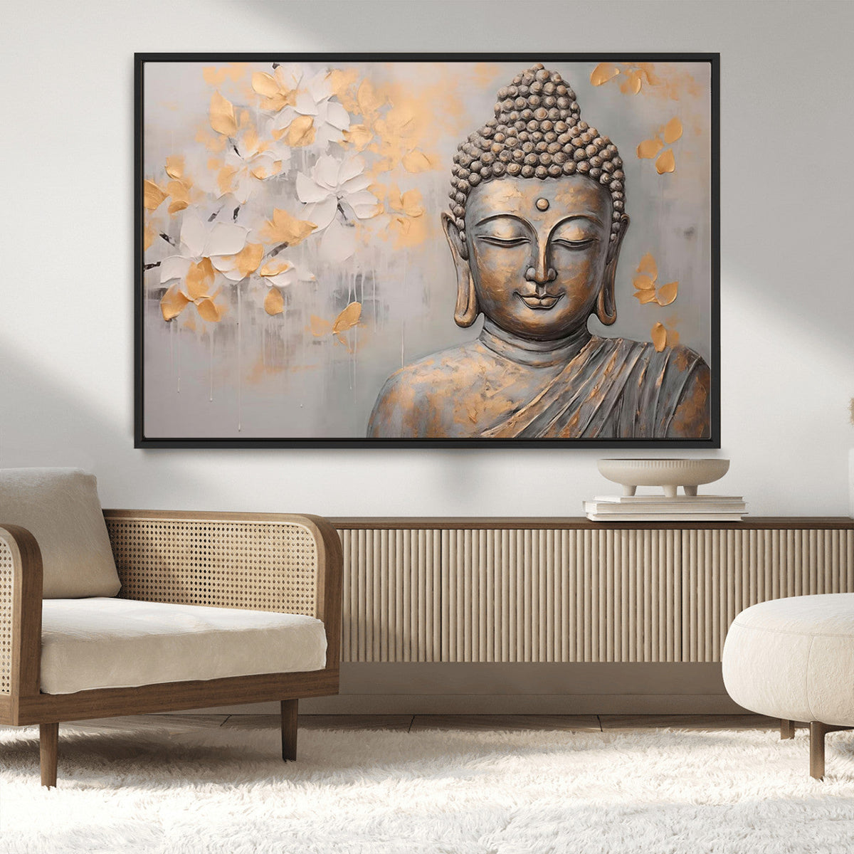 Abstract Buddha Statue Wall Art Canvas Print - Modern