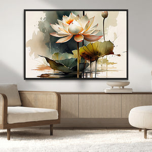 Lotus Flower Watercolor Canvas Print – A Symbol of Serenity