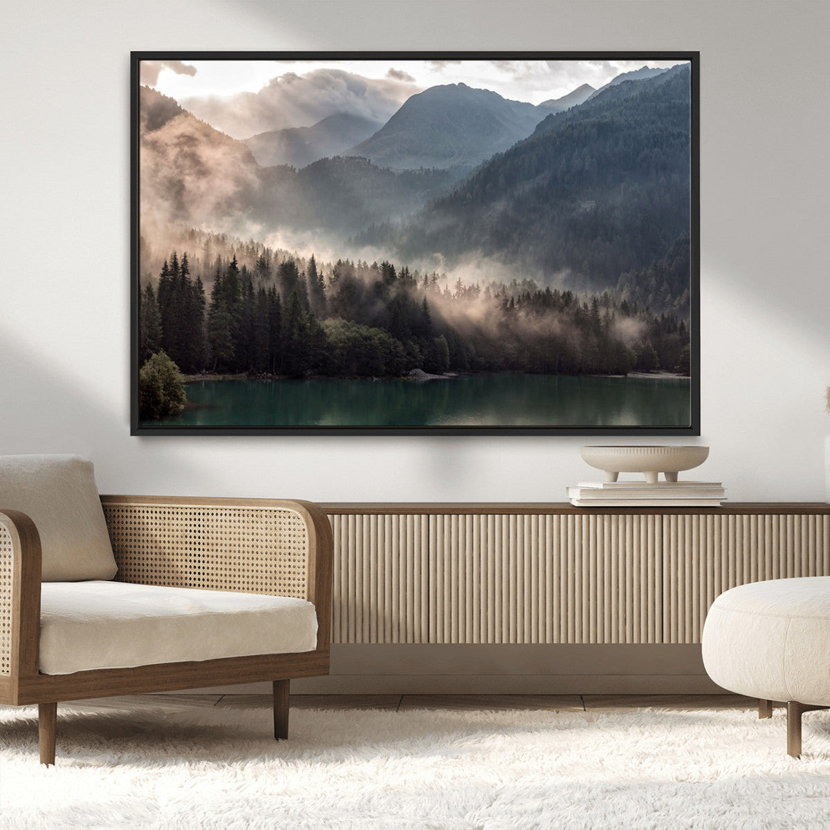 Foggy Mountain Canvas Print Forest Wall Art