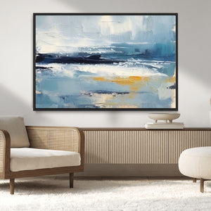 Abstract Ocean Canvas Wall Art - Coastal Blue and Gold