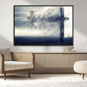 Jesus and the Fading Cross Wall Art Print – Symbol of Faith,