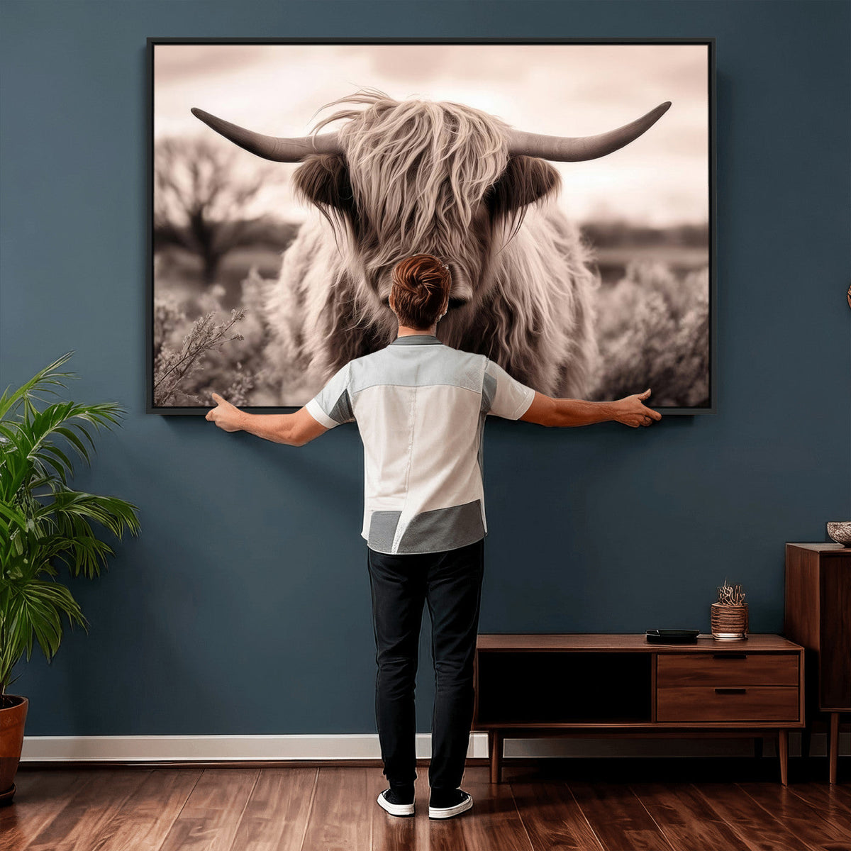 Scottish Cow Longhorn Wall Art Canvas Print