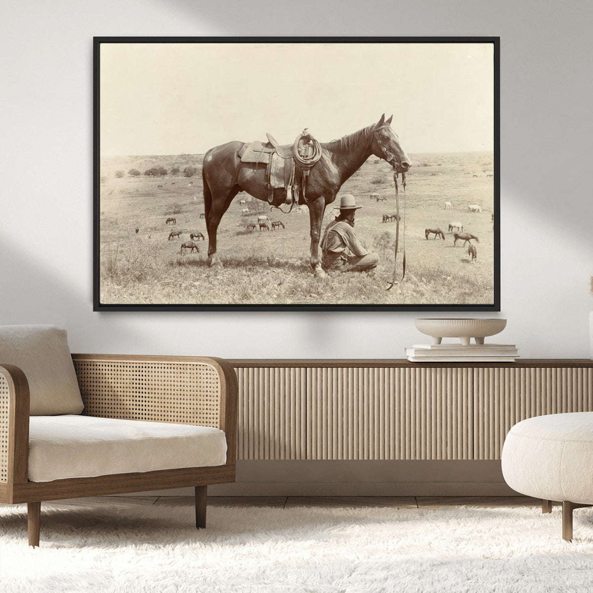 Cowboy Wall Art - Western Horse Canvas Print - Vintage