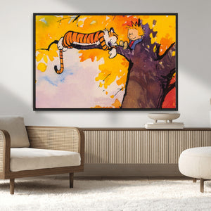 Calvin and Hobbes Tree Scene Canvas Print | 3 Panel Large