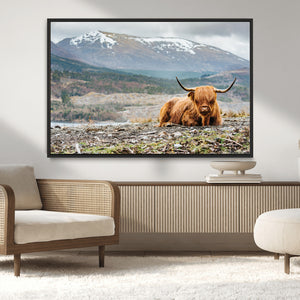 Highland Cow Horn Farm Wall Art Canvas Print