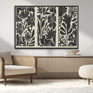Modern Botanical Wall Art - Floral Black and White Canvas