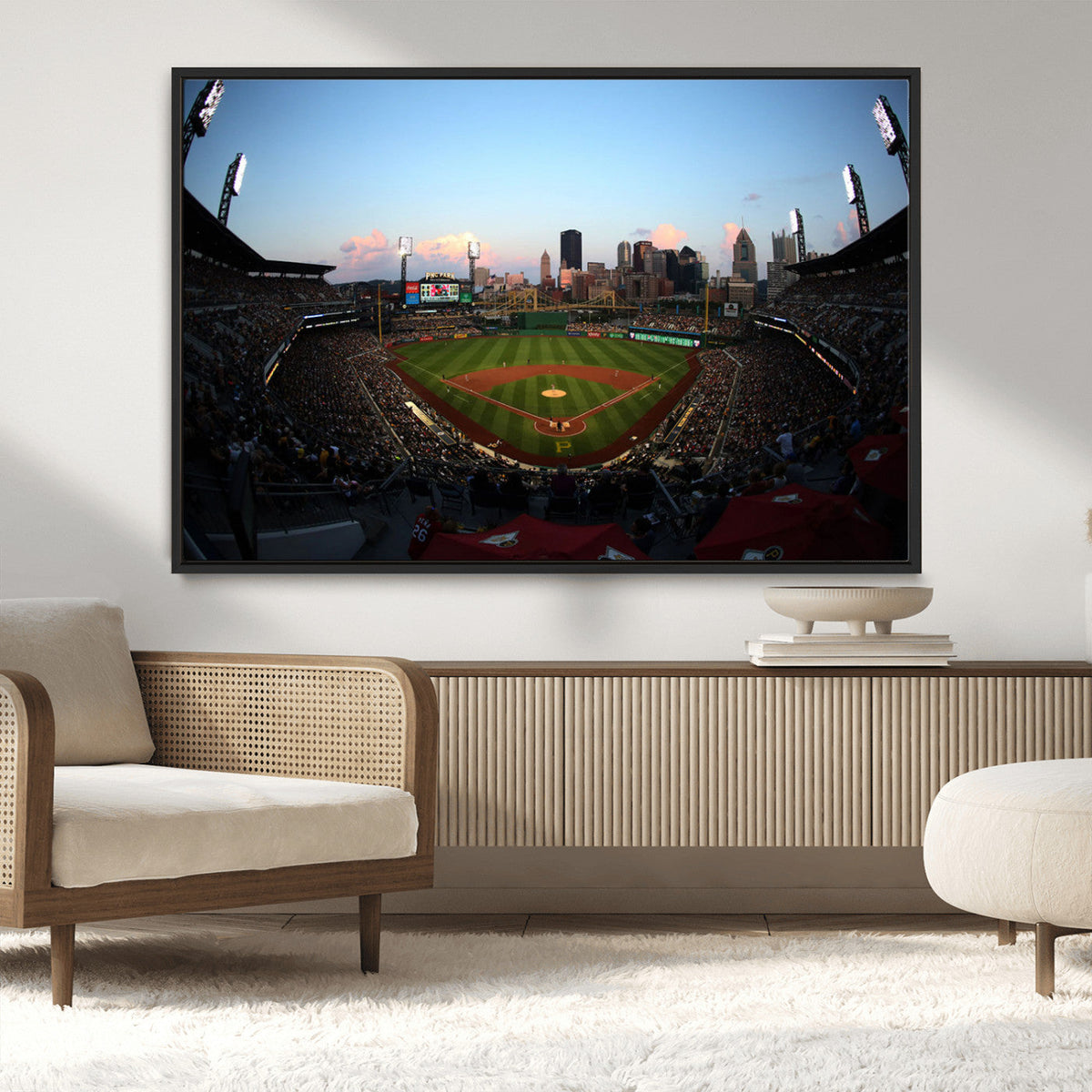 PNC Park Evening Game Triple Canvas Wall Art - Pittsburgh