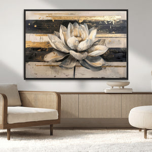 Lotus Flower Wall Art – Framed Abstract Floral Canvas