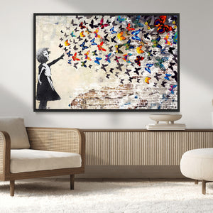 Banksy Graffiti Wall Art Canvas Print: Girl Releasing