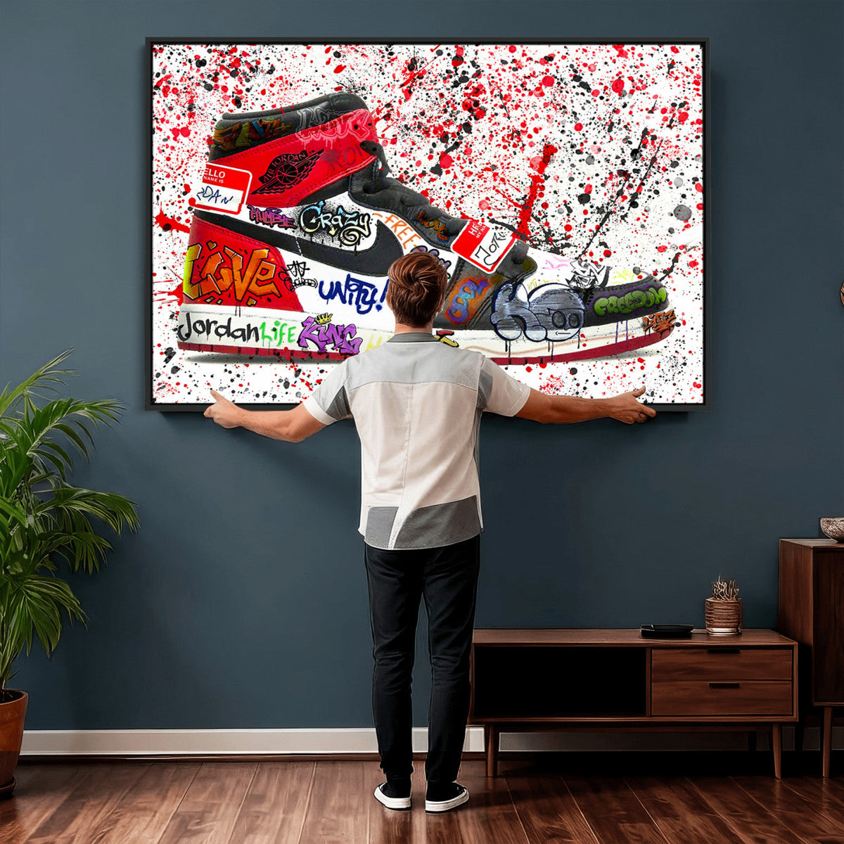 Jordan Shoes Graffiti Wall Art Canvas Print- Jordan Graffiti