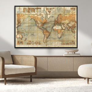 Push Pin World Map Canvas Print – Travel Tracker Wall Art