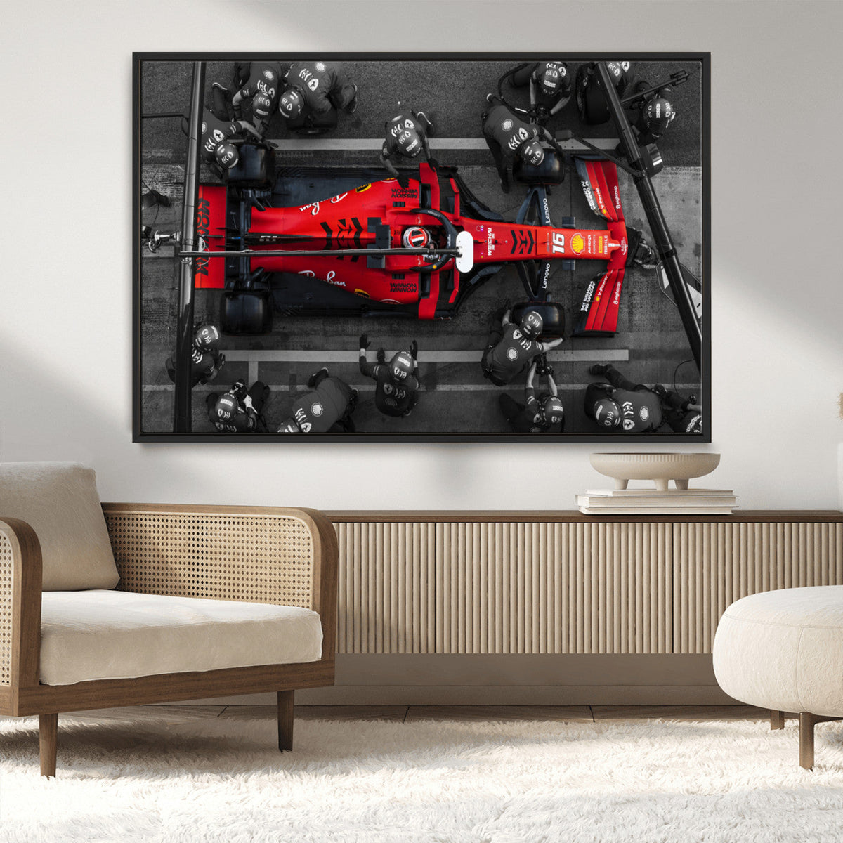 Ferrari Pit Stop Canvas Wall Art – Precision and Speed