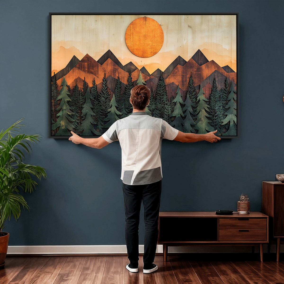 Sunset Mountain Landscape Canvas Wall Art Print - Nature
