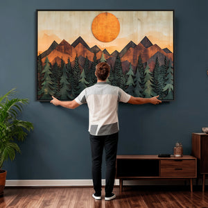 Sunset Mountain Landscape Canvas Wall Art Print - Nature