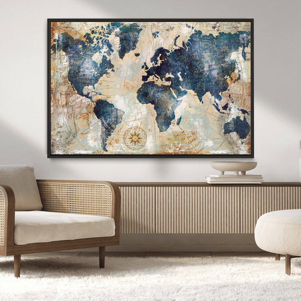 World Map Canvas Print – Framed Wall Art for Couples,