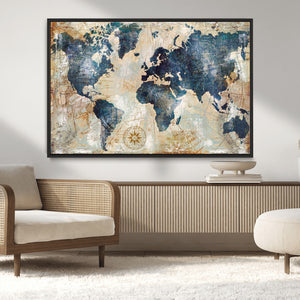 World Map Canvas Print – Framed Wall Art for Couples,
