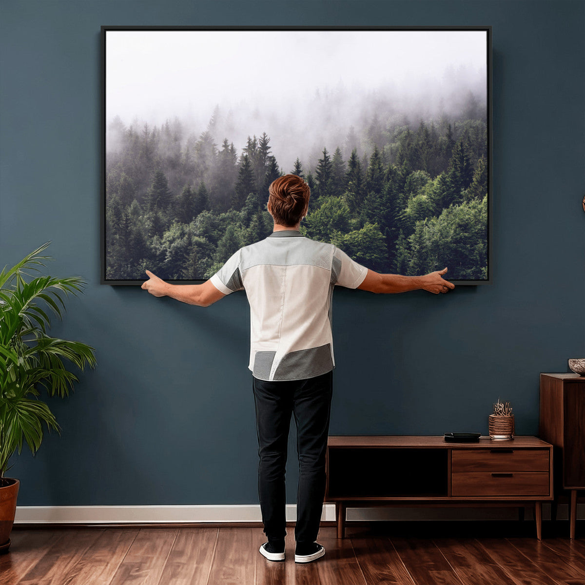 Misty Forest Wall Art | Foggy Forest Canvas Print | Large