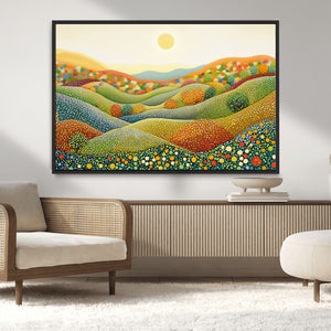 YAYOI KUSAMA Colorful Dot Art Landscape Canvas - Framed