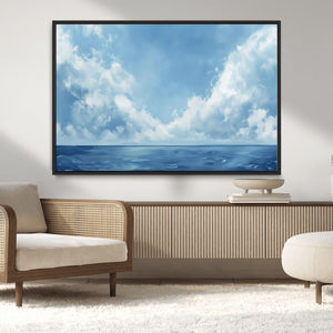 Abstract Ocean Print Artwork- Serene Blue Ocean Canvas Wall