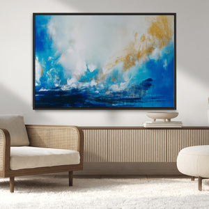 Blue Abstract Print - Dynamic Ocean-Inspired Canvas Wall Art