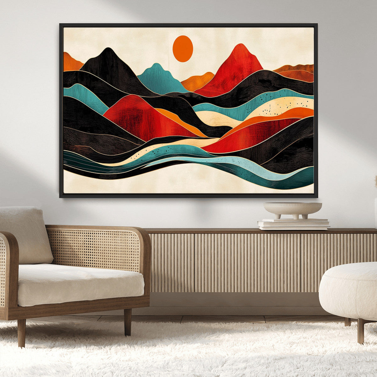 Western Wall Decor - Large Triptych Mountain Canvas - Boho
