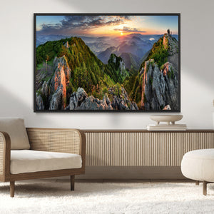 Mountain Sunset Panoramic Wall Art Canvas Print – Framed
