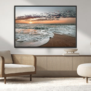 Ocean Sunset Wall Art Canvas Print – Framed Beach Waves