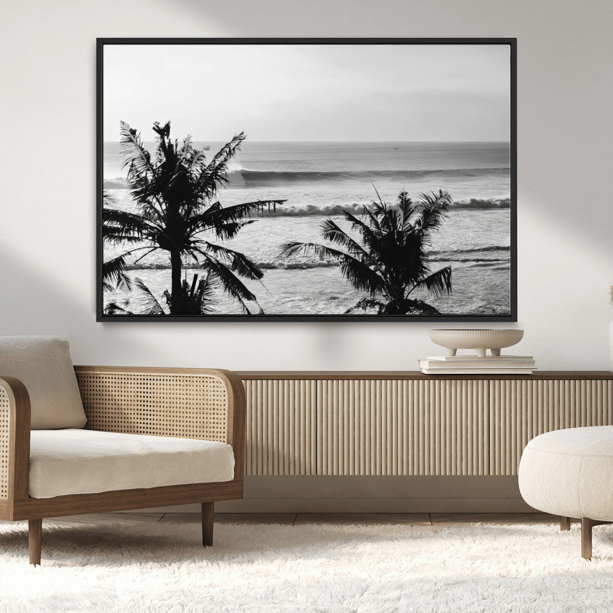 Tropical Coastline Wall Art Canvas Print – Framed Palm Trees