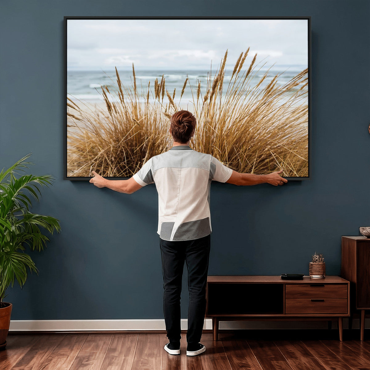 Beach Grass Wall Art Canvas Print – Framed Coastal Dunes Art