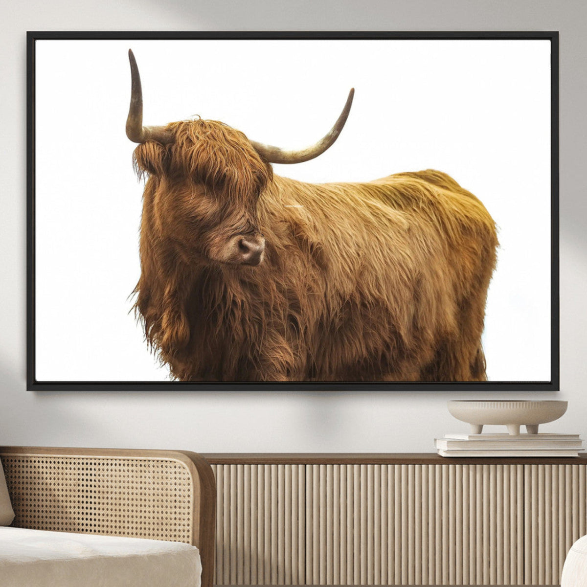 Highland Cow Wall Art Canvas Print – Framed Farmhouse Rustic
