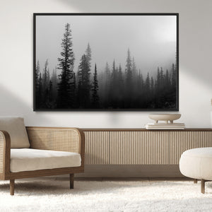 Misty Pines Wall Art Canvas Print – Framed Woodland