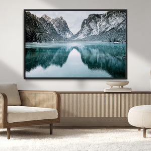 Mountain Lake Wall Art Canvas Print – Framed Toblacher See