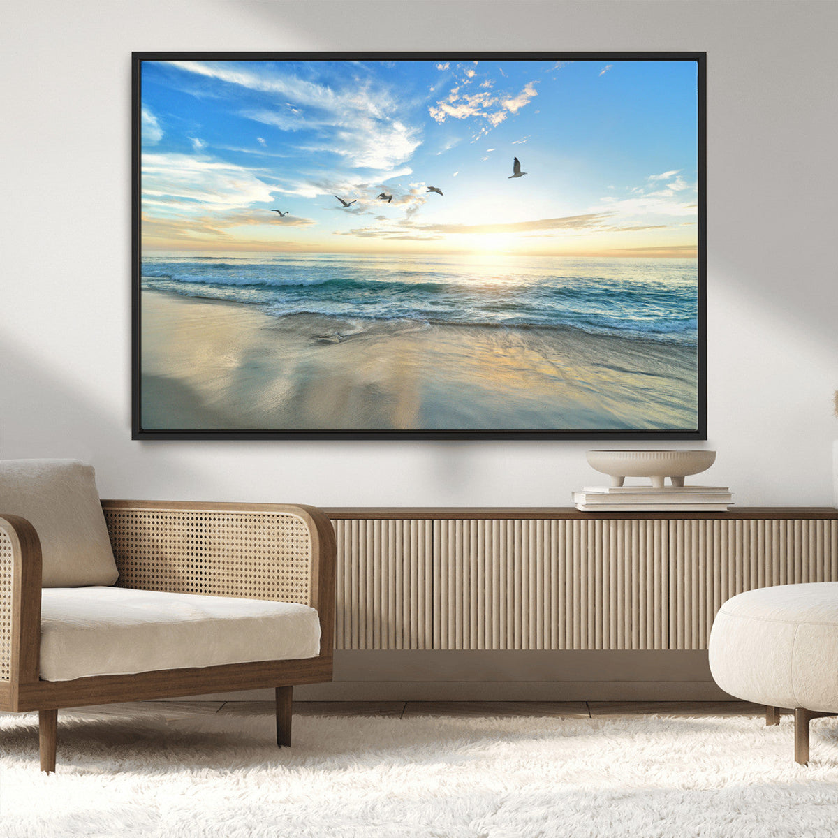 Minimalist Seaside Wall Art Canvas Print – Morning Glow