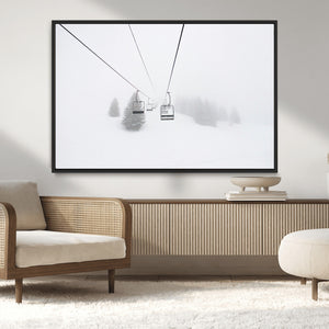 Ski Lift Wall Art Canvas Print – Snowy Alpine Landscape