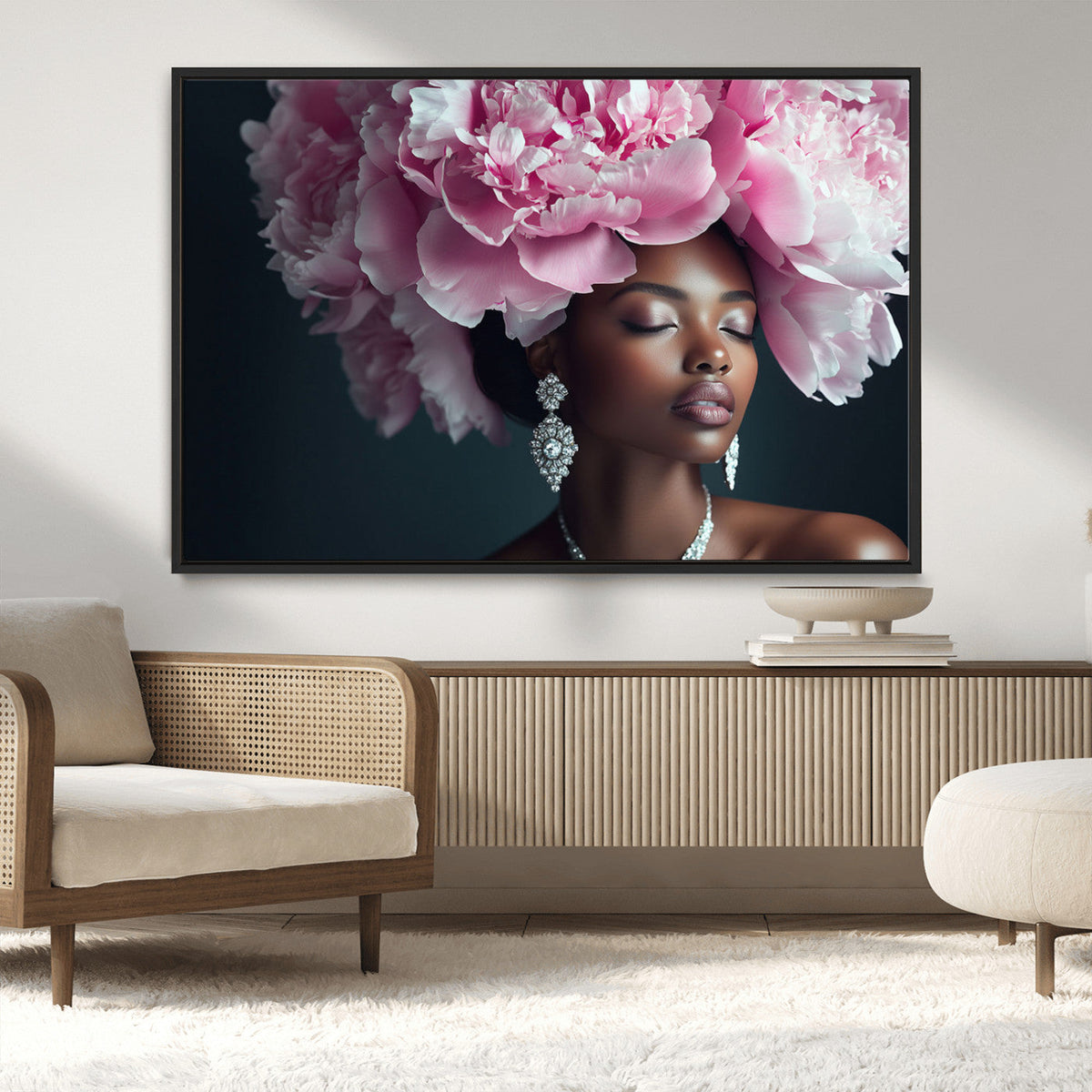 Black Beauty Petal Crown Wall Art Canvas Print – Floral