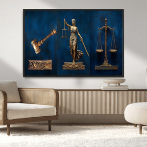 Lady Justice Wall Art Canvas Print – Elegant Gold Legal