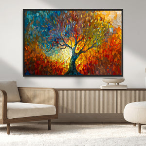 Yggdrasil Tree of Life Mosaic Stained Glass Wall Art, Tree