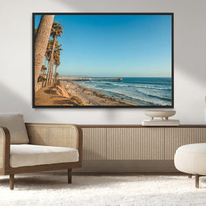 Scenic Beach Wall Art Canvas Print – Tall Palm Trees, Sandy