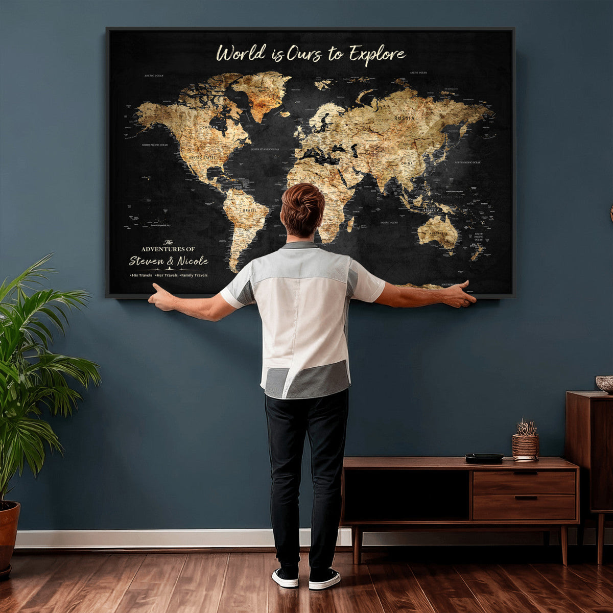 Personalized World Map Print | Customize Map with Push Pin