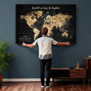 Personalized World Map Print | Customize Map with Push Pin