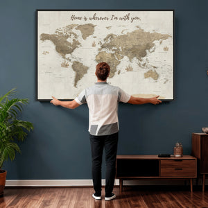 Push Pin World Map Canvas Print – Travel Tracker Wall Art
