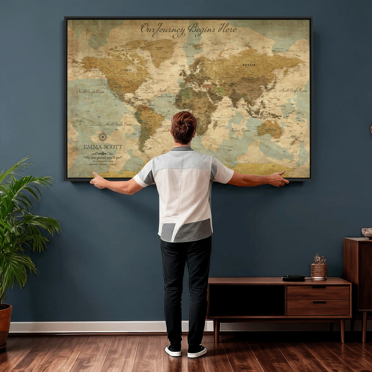 Personalized Custom World Map Wall Art Print – Add Your