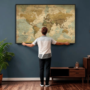Personalized Custom World Map Wall Art Print – Add Your