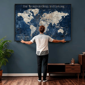 Custom Push Pin Travel Map Wall Art Canvas Print –