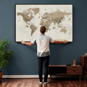 Detailed World Map Wall Art Canvas Print
