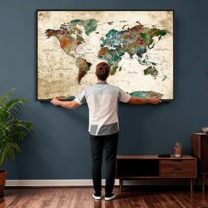 World Map Canvas Print – Framed Detailed Map of the World