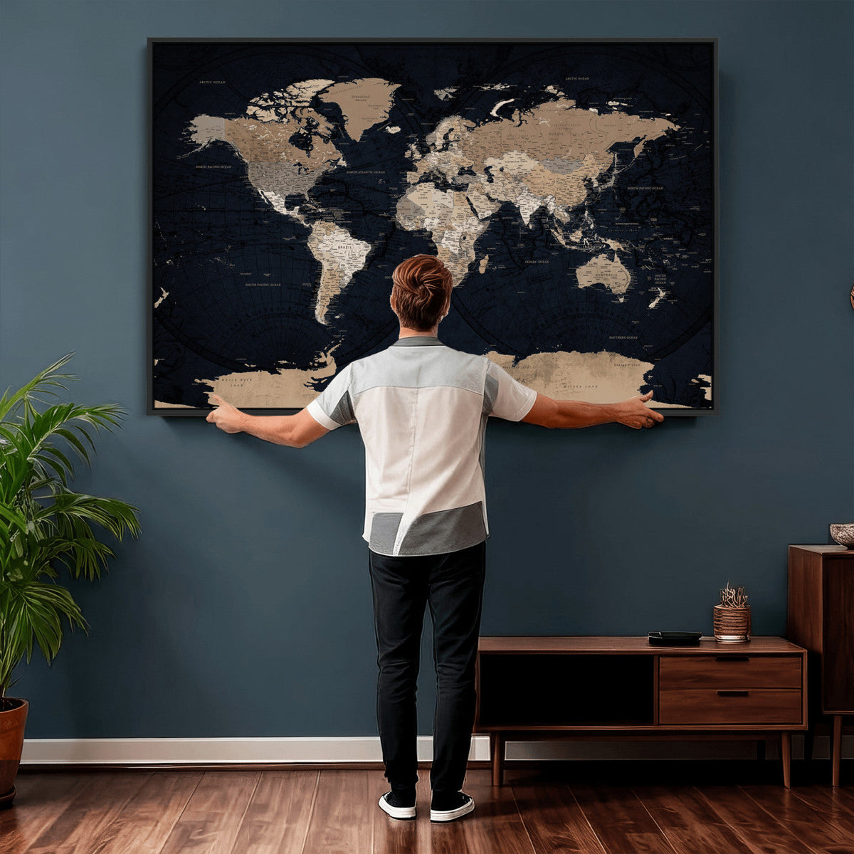 Grunge Wall Art World Map Canvas Print